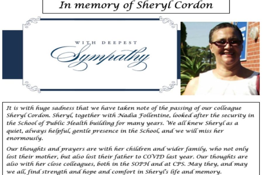 In memory of Sheryl Cordon