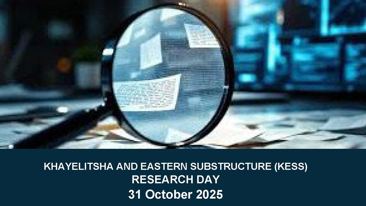The Western Cape Government Department of Health and Wellness (WCGHW), Khayelitsha Eastern Sub-structure (KESS) is hosting its 2025 Research Day under the theme “Health and Harmony: Ecosystems, Equity, and Evidence for Sustainable Well-being” which will take place on 31 October 2025.