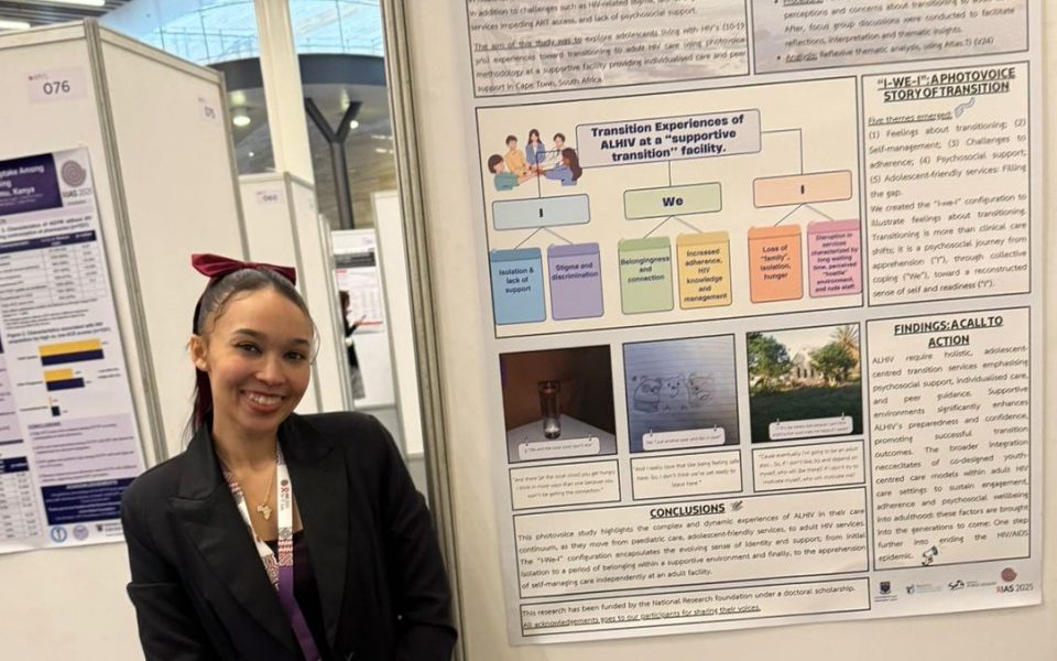 Final Year PhD candidate Charné Petinger reflects on her experience presenting at IAS 2025 in Kigali, Rwanda, where she showcased her participatory research with adolescents living with HIV. In this piece, she shares key lessons learned from the global HIV conference, which emphasizes the importance of community-led approaches, innovation and resilience- and offers a powerful reminder that person-centred, equity-driven research belongs at the heart of all public health work.