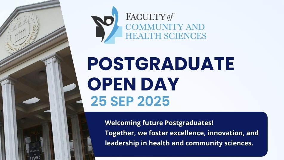 The Faculty of Community and Health Sciences is delighted to invite you to our Postgraduate Open Day 2025, a special opportunity to explore postgraduate study pathways, engage with academic leaders, and connect with fellow health professionals and scholars.