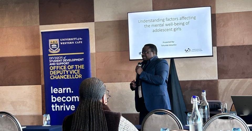 6._Mental_health_colloquium_2026__-_COVER_IMAGE Dr. Takunda Satumba, sharing his presentation during the parallel sessions on student experiences, vulnerability, and support.